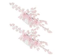 Anneome 2 Pezzi Pettine per Sposa Fiori Intrecciati in Cristallo Acrilico Accessorio e Confortevole per Matrimoni ed