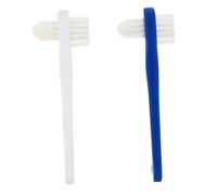 Anneome 2pezzi Spazzolino Doppia Testa per Protesi Forma di T Setole in Nylon per Pulizia delle Protesi Rimozione di Residui di Cibo e Macchie