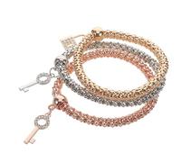Anneome 3 Pezzi Bracciale Elastico Multilayer Ciondolo Chiave | Tre Colori, Cristalli Brillanti, Stile Versatile, Uso come Portachiavi Pendente