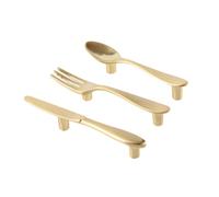 Anneome 3 Pezzi Maniglie per Mobili Creative in Lega di Zinco Dorata da Pomelli Forma di Posate Coltello Forchetta Cucchiaio Maniglie Moderne e Resistenti per Armadi e Accessori Decorativi