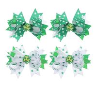 Anneome 4 Fermagli per Chioma Fiocco a Strati a Forma di Trifoglio Verde, Clip Leggere per Decorazione Chioma Festival Irlandese San Patrizio, Accessori per Feste per Donne e