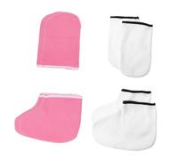 Anneome 4 paia Guanti e Copriscarpe per Trattamento Spa Paraffina Protezione Idratante Adatti per Pedicure Colori Bianco e Rosa