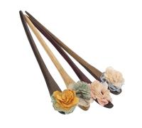 Anneome 4 Pezzi Forcina Vintage Legno con Fiori Secchi per Donne Bacchette per Acconciature Hanfu Accessori Cinesi Stile Retro e Versatilità per Occasioneblu Giallo Rosa