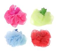Anneome 4 Pezzi Spugne da Bagno per in Luffa a Rete 4 Pezzi, Spugna Esfoliante Delicata Design Animali Cartoon (Balena Blu, Coccinella Rossa, Ippopotamo Rosa, Rana Verde) per Doccia e