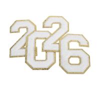 Anneome 4 Pezzi Toppe Numeriche in Poliestere con Dorato Ricamate a Maglia Asciugamano Toppe Termoadesive per Abbigliamento DIY Cappelli e Zaini Morbide e Resistenti