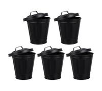 Anneome 5 Pezzi Mini Cestino da Tavolo Coperchio in Ferro | Design Semplice e Retrò, Struttura Robusta Zincata, Uso per Rifiuti e Bustine, Adatto a Maestri