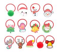 Anneome 50pezzi Elastici per Capelli Natalizi Design Tema Natale Corda per Capelli di Babbo Natale Accessori per Copricapo da Bambina Durevoli per Uso Prolungato
