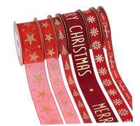 Anneome 6 Nastro Rosso Glitterato con Oro per Regali Natale Nastro Organza Ampia con Effetto Neve per Confezioni Festive Bouquet e Decorazioni Natalizie