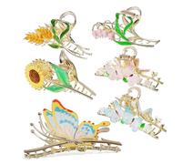 Anneome 6 Pezzi Fermagli per con Decorazione e Mollettone in Resistente per Lunghi Corti Spessi e Sottili Clip Eleganti per e Speciali