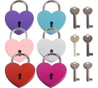 Anneome 6 Pezzi Mini Lucchetti Cuore in Metallo con Chiavi Lucchetti per Bagagli Portagioie Diari e Borse Colori Misti per Regali e Cerimonie d Amore