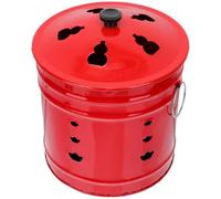 Anneome Bidone Inceneritore Smaltato Rosso per Uso Domestico e Giardino, Secchio di Culto Durevole in Materiale Smaltato, Barile per Bruciare Carta, Banconote e Sacrifici, Inceneritore