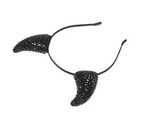 Anneome Cerchietto Corna Diavolo con Strass Copricapo Halloween con Corna Mucca Nero Glitterato Accessorio Costume Demonio per Party Cosplay Carnevale