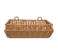 Anneome Cestino Portaoggetti da Parete Intrecciato in Plastica Effetto Vimini, Organizer senza Fori per Bagno e Cucina, Scaffale Portaoggetti Sospeso Versatile per Piccoli Spazi, Colore