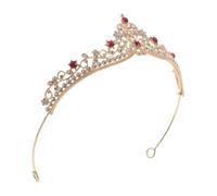 Anneome Corona di Compleanno Oro e Rosso con Pietre Decorative, Cerchietto Leggero e Confortevole per Donne e Ragazze, Adatta per Matrimoni e Feste