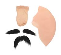 Anneome Costume Calvo in Lattice Riutilizzabile con Barba Finta e Cuffia Parrucca per Uomo Donna Cappello Trucco Halloween Cosplay Accessori Trucco Teatro Effetto Realistico