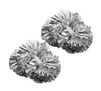 Anneome Pompon da Cheerleader Metallici Argento Extra-Large con Impugnatura Antiscivolo, Set 4 Pezzi per Spettacoli di Danza, Tifo Sportivo e Spirito di Squadra