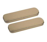 Anneome Set 2 Astucci per Penne in Latta Oro, Custodia per Cancelleria Studente Design Semplice, Pratica Scatola Porta Oggetti per Festa Scuola Decor