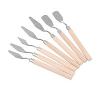 Anneome Set 7 Spatole da Tavolozza in Acciaio Inossidabile Manico in Legno, Raschietti Professionali per Pittura a Olio e Miscelazione Colori, Strumenti Portatili per Artisti e Studenti,