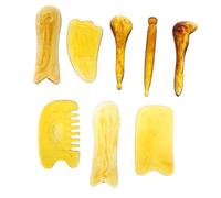 Anneome Set Di 8 Strumenti Per Massaggio Gua Sha Terapia Trattamento Dei Punti Trigger Piastra Massaggiante Per Viso Braccia Schiena Occhi Cera D'api Resina Di Qualità
