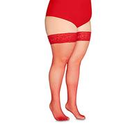 Annes Styling Calze in Silicone Pizzo Top Alto Diamanti Nylon Netted Calze Rosso TG-7/8