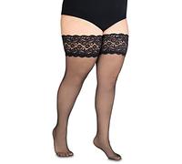 Annes styling Cecile - Calze autoreggenti da donna, in pizzo, opache, 20 denari, con silicone antiscivolo, nero, XL-XXL