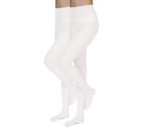 Annes styling Collant Donna Microfibra 40 Den Opachi 2 Paia Calze Donna Eleganti e Morbide Collant Classici per Tutte le Stagioni Comfort Fit Senza Cuciture con Tassello in Cotone Bianco M