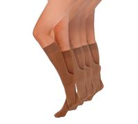 Annes styling Confezione da 4 Calzini Alti Fino Al Ginocchio Da Donna - Elastici Resistenti E Comodi - Calzini Morbidi Versatili Aderenti Resistenti Eleganti - Made In Italy - Daino Taglia unica