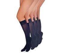 Annes styling Confezione da 4 Calzini Alti Fino Al Ginocchio Da Donna - Elastici Resistenti E Comodi - Calzini Morbidi Versatili Aderenti Resistenti Eleganti - Made In Italy - Blu Taglia unica