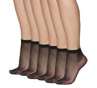Annes styling Frida15 Calzini da Donna alla Caviglia, Confezione da 6 Nero, Taglia Unica (Pacco da 6)