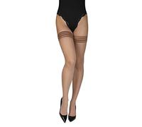 Annes styling Sindis - Calze autoreggenti da donna 15 Denier antiscivolo in silicone trasparente con parte superiore alta a righe, Visone, XXL-3XL