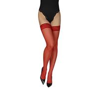 Annes styling Sindis - Calze da donna in silicone antiscivolo da 15 denari, con chiusura a spogliatura alta, Red, M/L