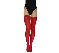 Annes styling Truss 60 Denari Calze autoreggenti da donna in microfibra con pizzo alto opaco lingerie calze in silicone top, Red, XXL/3XL