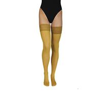 Annes styling Truss 60 Denari Delle Donne Tenere Up In Microfibra Calze con Pizzo Alta Opaco Lingerie Calze In Silicone Top Senape TG-7/8