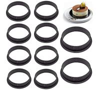 Annhao 10 Pezzi Anello Crostata Forato, Mousse Torta Rotonda Muffa Cottura Dessert Strumento di Decorazione Crostate Anelli Forati, Riutilizzabile Tondo da Plastica Perforato Cottura Accessori - Nero