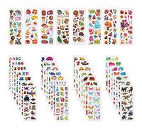 Annhao 1000+ Adesivi 3D per Bambini - Stickers Puffy per Regali Gratificanti, Scrapbooking - Camion, Aeroplani, Animali, Pesci, Dinosauri, Numeri, Frutta, Lettere (40 Fogli)