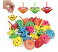 Annhao 30 Pezzi Trottole per Bambini, Mini Trottola in Legno Creativi, Gadget Compleanno per 3-7 Anni (Colore Casuale)