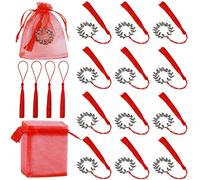 Annhao 36 pezzi Bomboniere Laurea Corona d'Alloro retrò portachiavi, sacchetti confetti rossi gadget, Sacchettini per Caramelle Gioielli Regalo, per Compleanno, Matrimoni, Feste