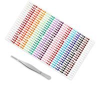 Annhao Adesivo Strass Make Up Strass Adesivi Rotondo Brillantini Make Up con Pinzette per Festival Fai da Te Nail Art e Viso Decorazione (900 Pezzi)