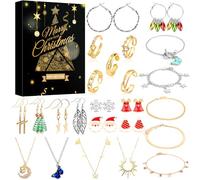 Annhao Calendario Avvento 2024 Donna Bambina, Calendario dell'Avvento Gioielli Adolescente Ragazza 24 Fashion con Collane Bracciali Anelli Orecchini Sorprese Regalo di Natale Conto Alla Rovescia