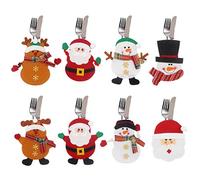 Annhao Portaposate di Natale 8 pezzi, Cucina Posate Coltello Forchetta Cucchiaio Babbo Natale Pupazzo di Neve Alce Porta Coltelli Borse Decorazioni per Borsa da tavola Posate Natale