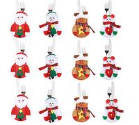 Annhao Portaposate Natalizie, 12 Pezzi Set Portaposate Natalizie da Babbo Natale Tasche Posate per Forchetta Cucchiaio Decorazione della Tavolo di Natale, 4 Stili