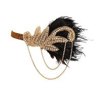 Anni '20 Fascia per capelli con piume per le donne Stile retrò Gatsby Fascia per capelli con piume di cristallo per matrimoni Fascia elastica in tessuto per le donne Cerimonie Accessori per capelli