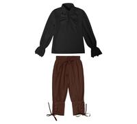 Anni 20 Ragazzi Set Medievale Camicia Pantaloni alla Caviglia Costume di Halloween per Bambini Top E Pantaloni Scozzesi Giacobiti Abito Bambina (Black, 10-12 Years)