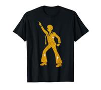 Anni '70 Disco Dancer Gold Silhouette Retro Night Fever Maglietta