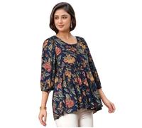 ANNI DESIGNER Top da donna con stampa regular fit, marrone chiaro::blu, 46