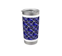 Anni Ottanta Blu Brillante Su Grigio Astratto Curva Ripetere Modello Bicchiere termico in acciaio inox doppia parete