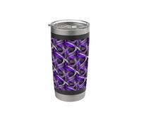 Anni Ottanta Blu Lilla Su Grigio Astratto Curva Ripetizione Pattern Bicchiere termico in acciaio inox doppia parete