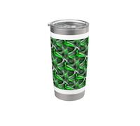 Anni Ottanta Verde Lime Su Grigio Astratto Curva Ripetere Modello Bicchiere termico in acciaio inox doppia parete