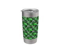 Anni Ottanta Verde Lime Su Grigio Astratto Curva Ripetere Modello Bicchiere termico in acciaio inox doppia parete