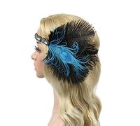 Anni Venti Cerchietto Floreale Accessorio Retrò Cappello Ornato (Blue, One Size)